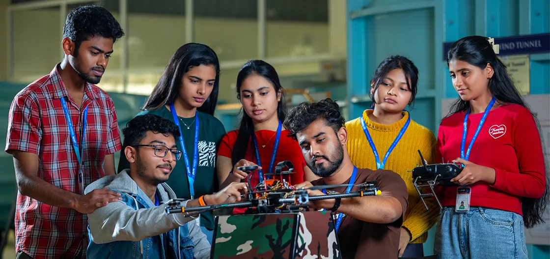 Bachelor's students of IIAEM, JAIN (Deemed-to-be University), studying at one of the top 10 aerospace engineering colleges in Bangalore.